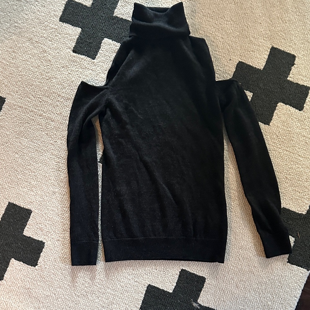 All Saints Black Turtleneck cold shoulder Sweater
